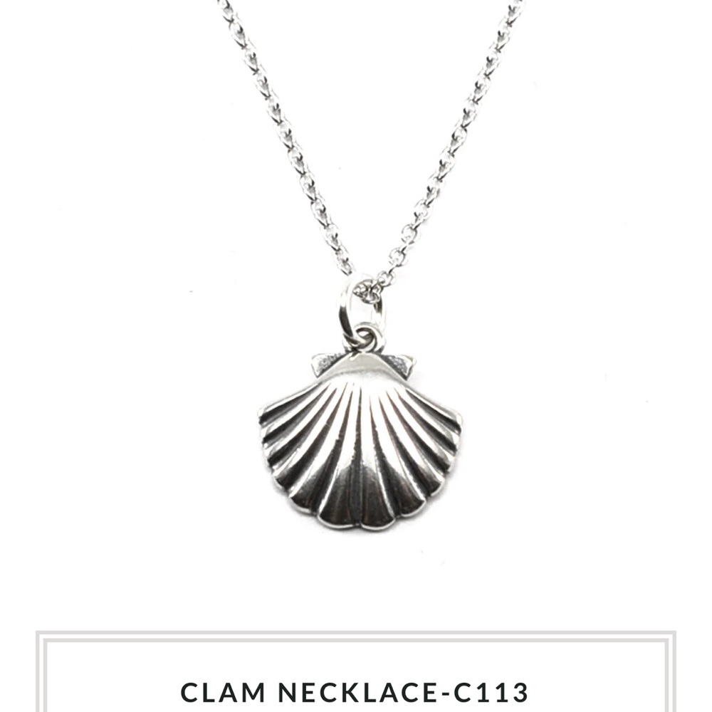Kevin n Anna silver clamshell necklace